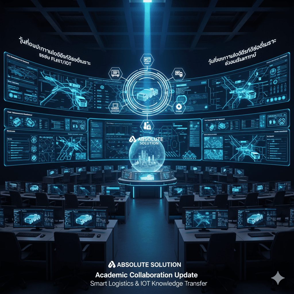 อัปเดตความร่วมมือด้านวิชาการ: ABS Solution ถ่ายทอดองค์ความรู้เทคโนโลยี Fleet/IoT สู่ห้อง Logistics Command Center ของมหาวิทยาลัย